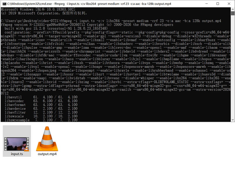 ffmpeg ts mp4 �ϊ�
