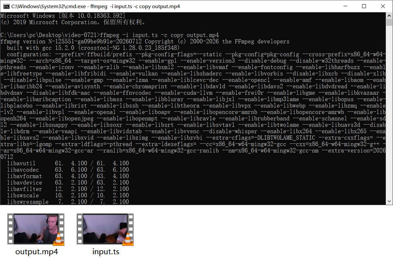 ffmpeg ts mp4 �ϊ�