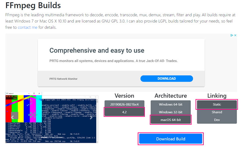 for mac instal FFmpeg 6.1