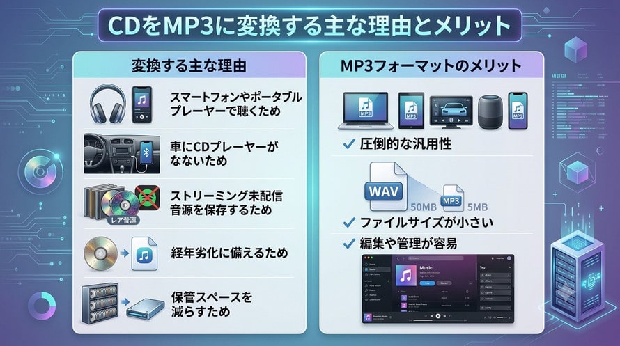 CD��MP3�ɕϊ����闝�R