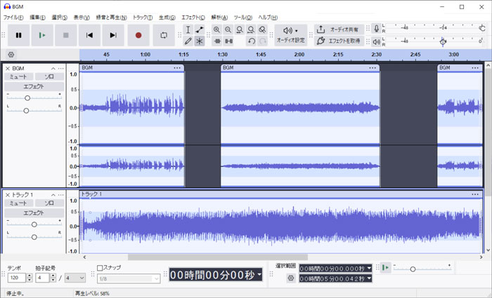 Audacity�ŕ����̉��y���~�b�N�X������@