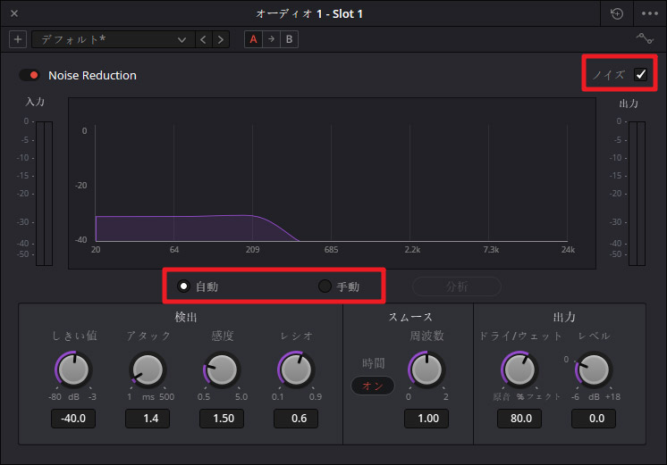 DaVinci Resolve特定の音を消す
