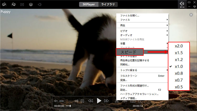 Windows 10で動画をゆっくり再生する