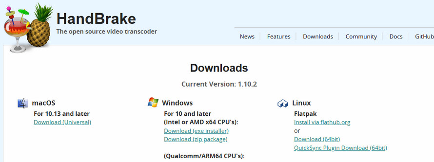 窓の杜掲載の動画圧縮フリーソフトB、HandBrake