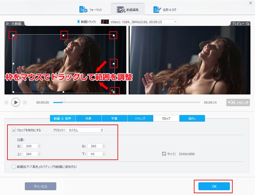 VideoProc Converter AI�œ���؂蔲���̐ݒ�