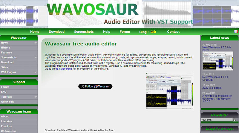 無料ボーカルリムーバー:Wavosaur
